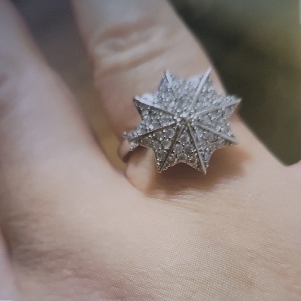 Dazzling Silver Starburst Ring